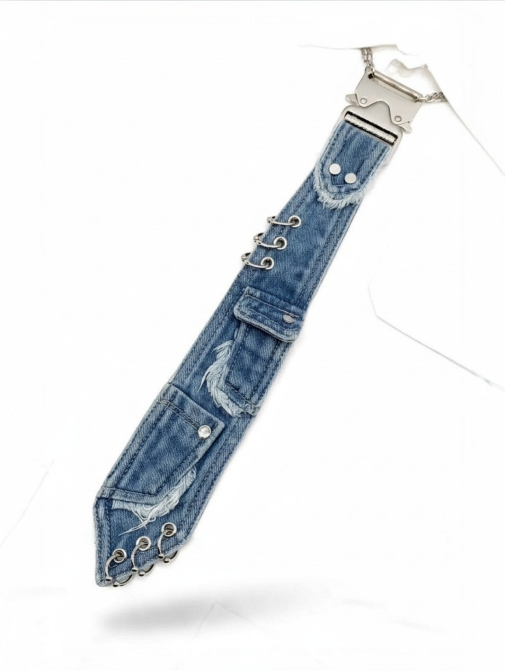 Denim Distressed Tie Necklace ▪︎ Lt Blue ▪︎ Her Tie ▪︎ OSFA